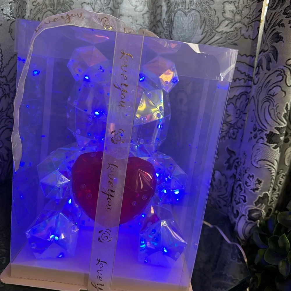 Luminous Glow Holographic Iridescent 12”Teddy Bear LED Light Gift Box
